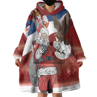 Serbia Santa Christmas Wearable Blanket Hoodie Christmas Serbian Eagle Flag Style - Wonder Print Shop