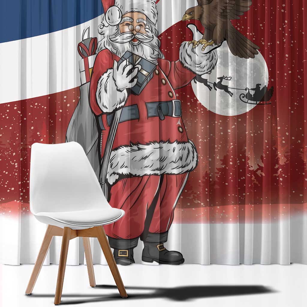 Serbia Santa Christmas Window Curtain Christmas Serbian Eagle Flag Style - Wonder Print Shop