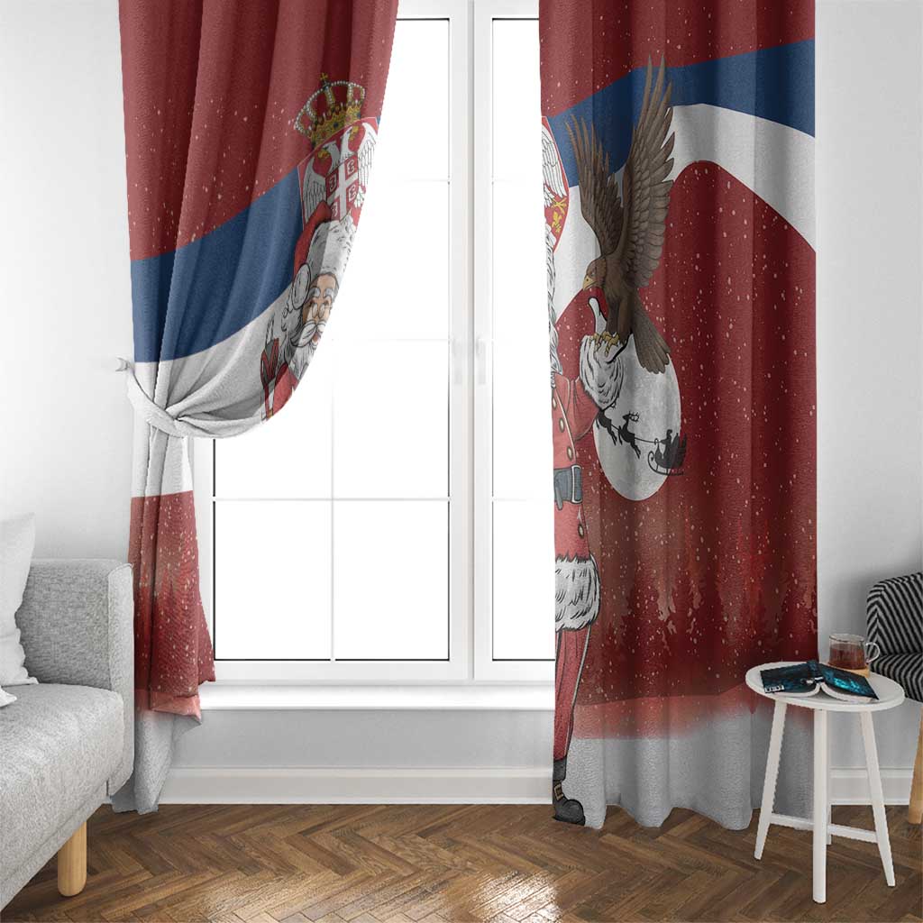 Serbia Santa Christmas Window Curtain Christmas Serbian Eagle Flag Style - Wonder Print Shop
