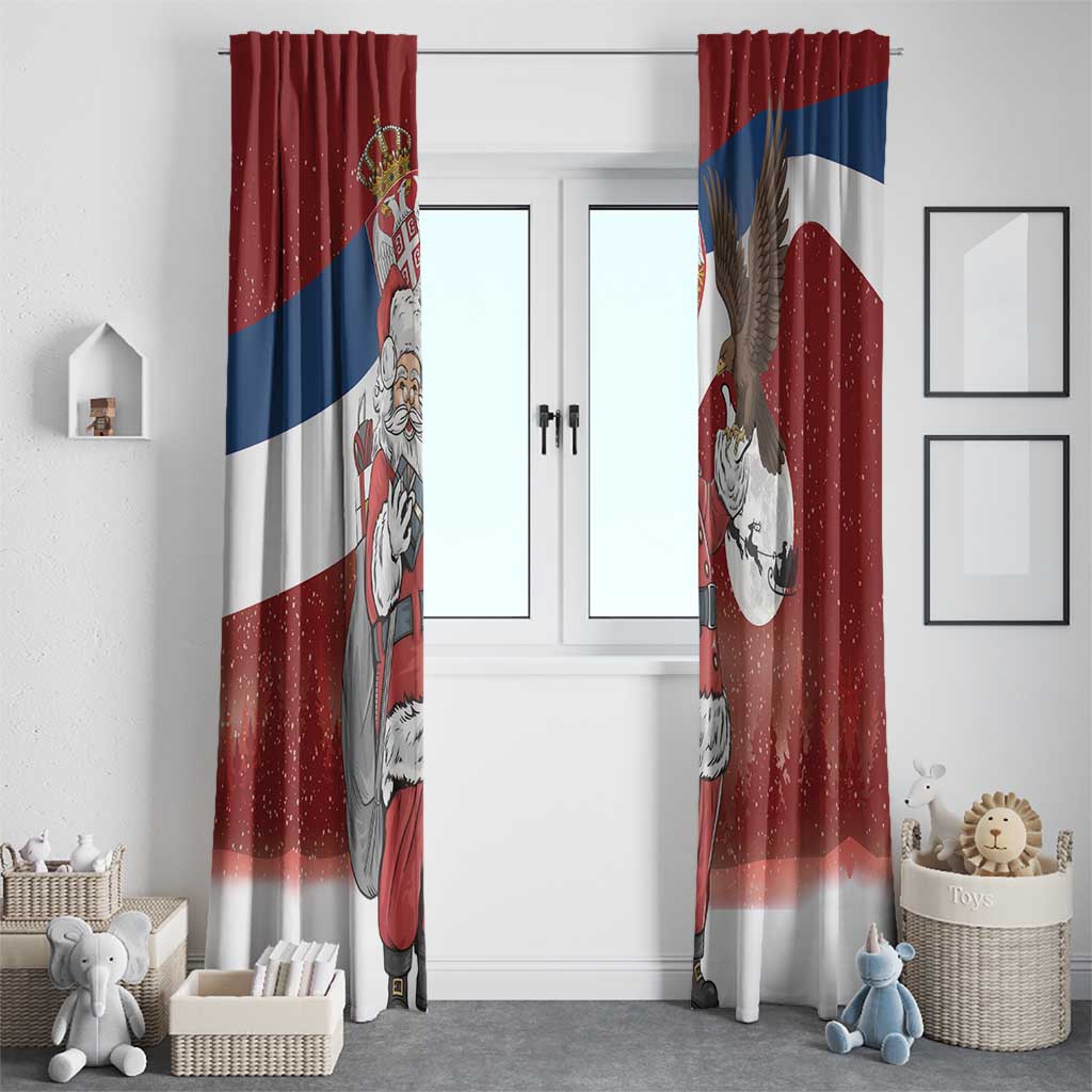 Serbia Santa Christmas Window Curtain Christmas Serbian Eagle Flag Style - Wonder Print Shop