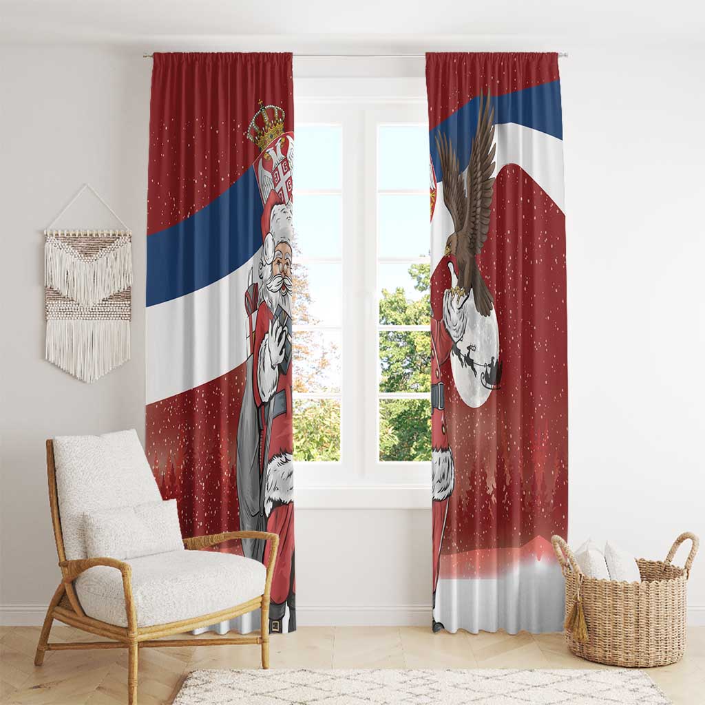 Serbia Santa Christmas Window Curtain Christmas Serbian Eagle Flag Style - Wonder Print Shop