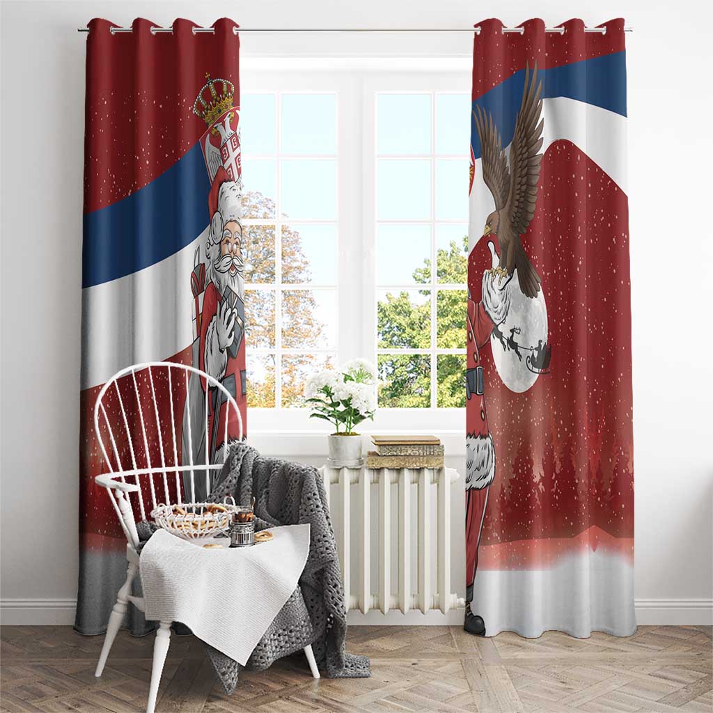 Serbia Santa Christmas Window Curtain Christmas Serbian Eagle Flag Style - Wonder Print Shop