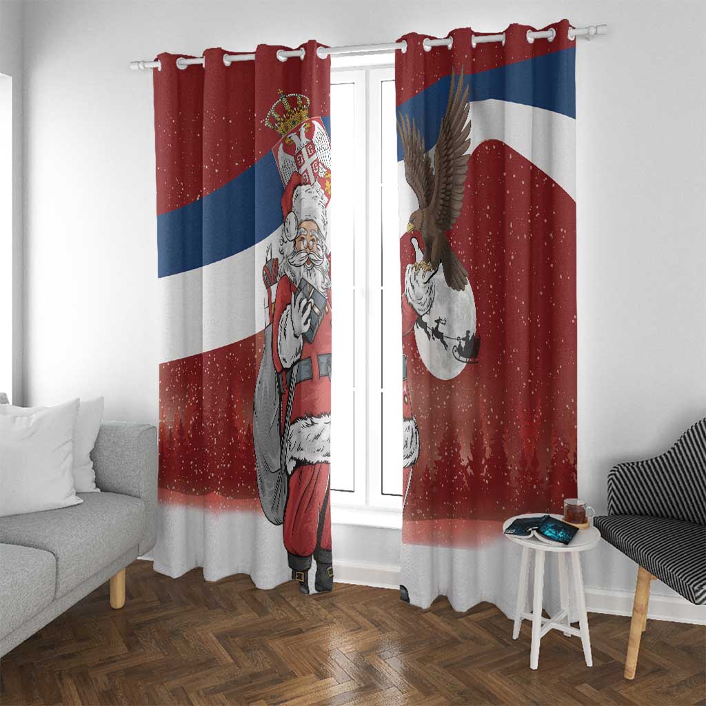 Serbia Santa Christmas Window Curtain Christmas Serbian Eagle Flag Style - Wonder Print Shop