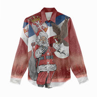 Serbia Santa Christmas Women Casual Shirt Christmas Serbian Eagle Flag Style - Wonder Print Shop