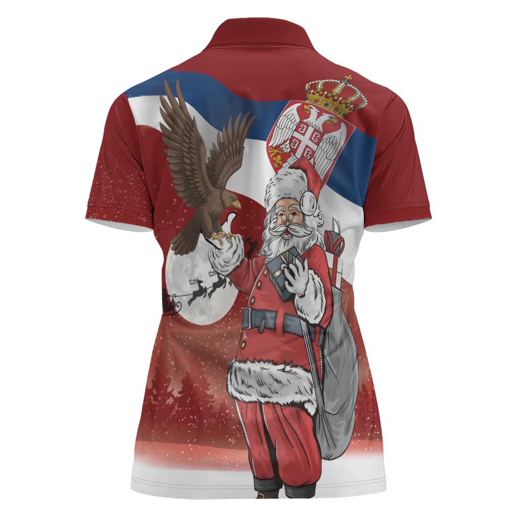 Serbia Santa Christmas Women Polo Shirt Christmas Serbian Eagle Flag Style - Wonder Print Shop