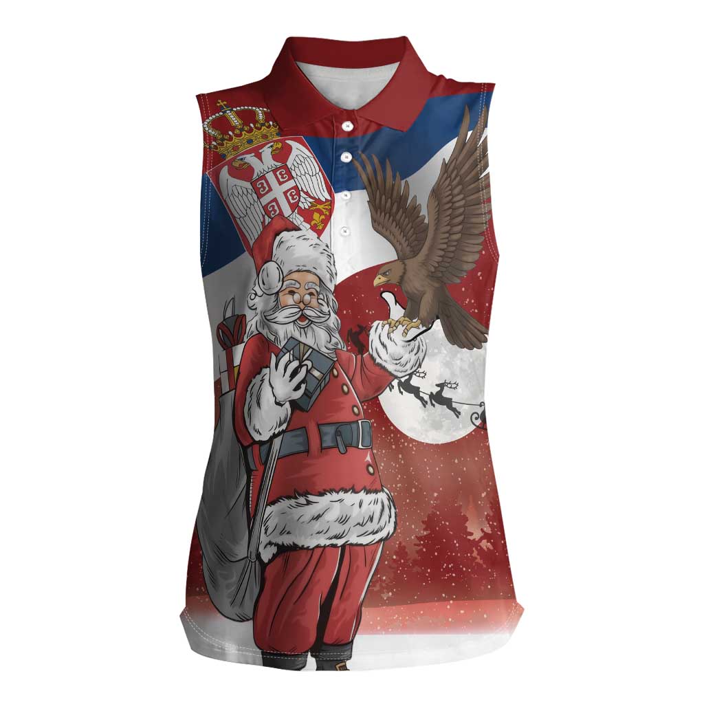 Serbia Santa Christmas Women Sleeveless Polo Shirt Christmas Serbian Eagle Flag Style - Wonder Print Shop