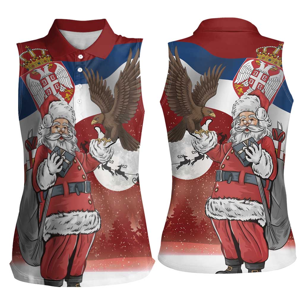 Serbia Santa Christmas Women Sleeveless Polo Shirt Christmas Serbian Eagle Flag Style - Wonder Print Shop