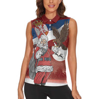 Serbia Santa Christmas Women Sleeveless Polo Shirt Christmas Serbian Eagle Flag Style - Wonder Print Shop