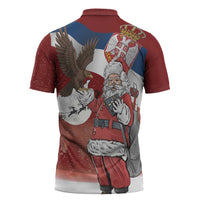 Serbia Santa Christmas Zipper Polo Shirt Christmas Serbian Eagle Flag Style - Wonder Print Shop