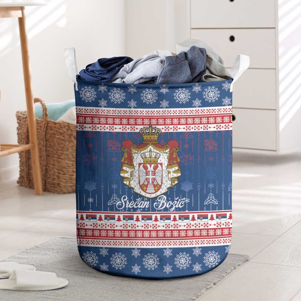 Serbia Christmas Laundry Basket Coat Of Arms Srecan Bozic - Wonder Print Shop