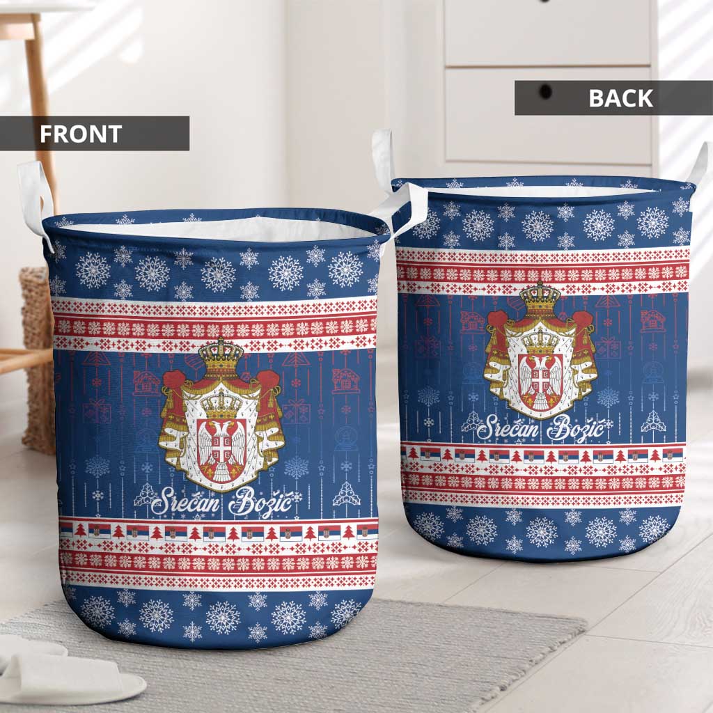 Serbia Christmas Laundry Basket Coat Of Arms Srecan Bozic - Wonder Print Shop