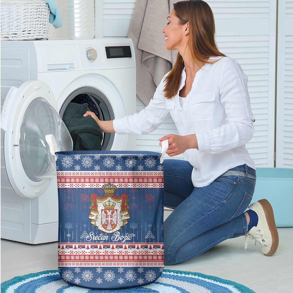Serbia Christmas Laundry Basket Coat Of Arms Srecan Bozic - Wonder Print Shop