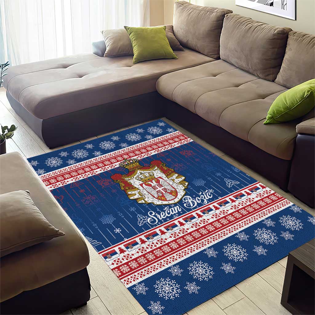 Serbia Christmas Area Rug Coat Of Arms Srecan Bozic - Wonder Print Shop
