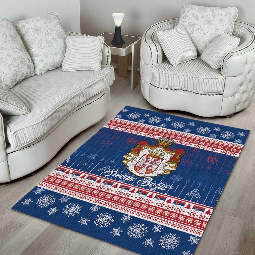 Serbia Christmas Area Rug Coat Of Arms Srecan Bozic - Wonder Print Shop
