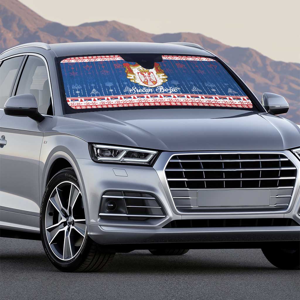 Serbia Christmas Auto Sun Shade Coat Of Arms Srecan Bozic - Wonder Print Shop