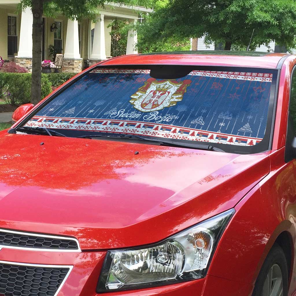Serbia Christmas Auto Sun Shade Coat Of Arms Srecan Bozic - Wonder Print Shop
