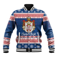 Serbia Christmas Baseball Jacket Coat Of Arms Srecan Bozic - Wonder Print Shop