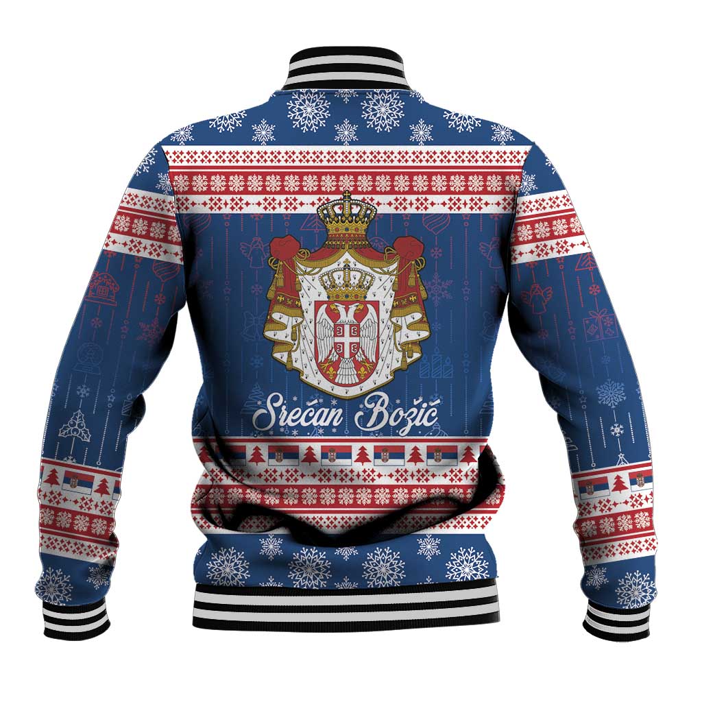 Serbia Christmas Baseball Jacket Coat Of Arms Srecan Bozic - Wonder Print Shop