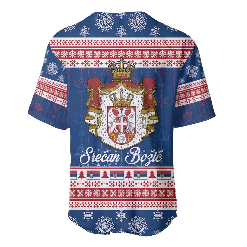 Serbia Christmas Baseball Jersey Coat Of Arms Srecan Bozic - Wonder Print Shop