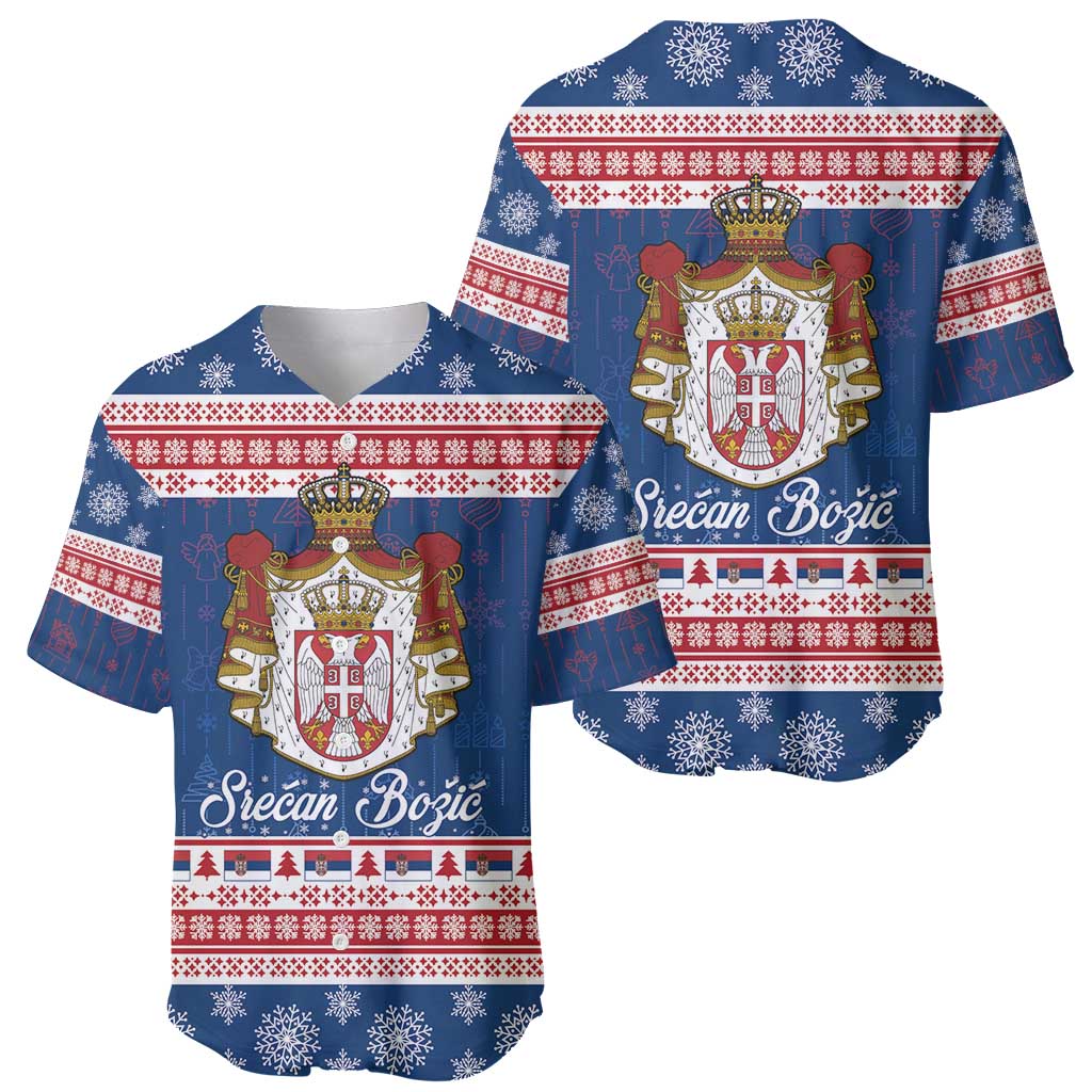 Serbia Christmas Baseball Jersey Coat Of Arms Srecan Bozic - Wonder Print Shop