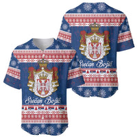 Serbia Christmas Baseball Jersey Coat Of Arms Srecan Bozic - Wonder Print Shop