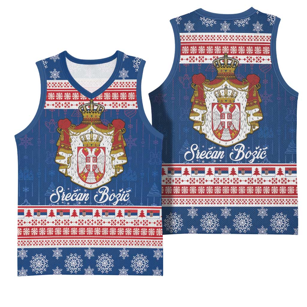 Serbia Christmas Basketball Jersey Coat Of Arms Srecan Bozic - Wonder Print Shop