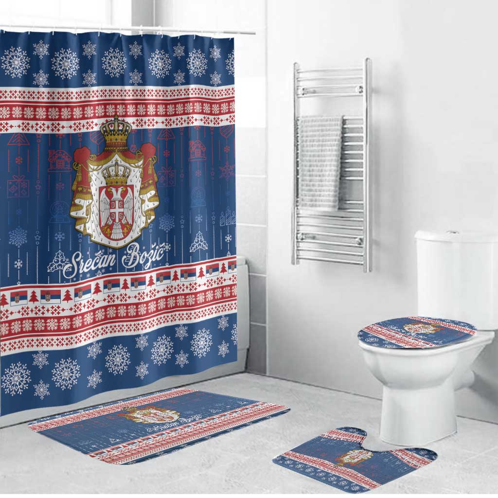 Serbia Christmas Bathroom Set Coat Of Arms Srecan Bozic - Wonder Print Shop