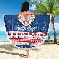 Serbia Christmas Beach Blanket Coat Of Arms Srecan Bozic - Wonder Print Shop
