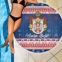 Serbia Christmas Beach Blanket Coat Of Arms Srecan Bozic - Wonder Print Shop