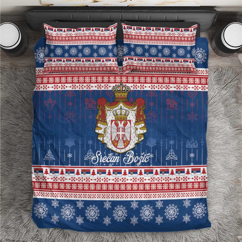 Serbia Christmas Bedding Set Coat Of Arms Srecan Bozic - Wonder Print Shop