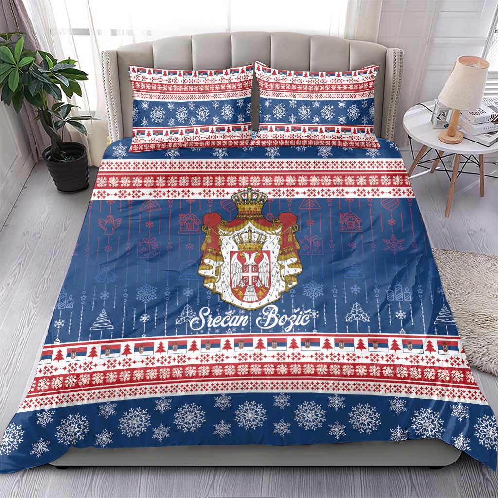 Serbia Christmas Bedding Set Coat Of Arms Srecan Bozic - Wonder Print Shop