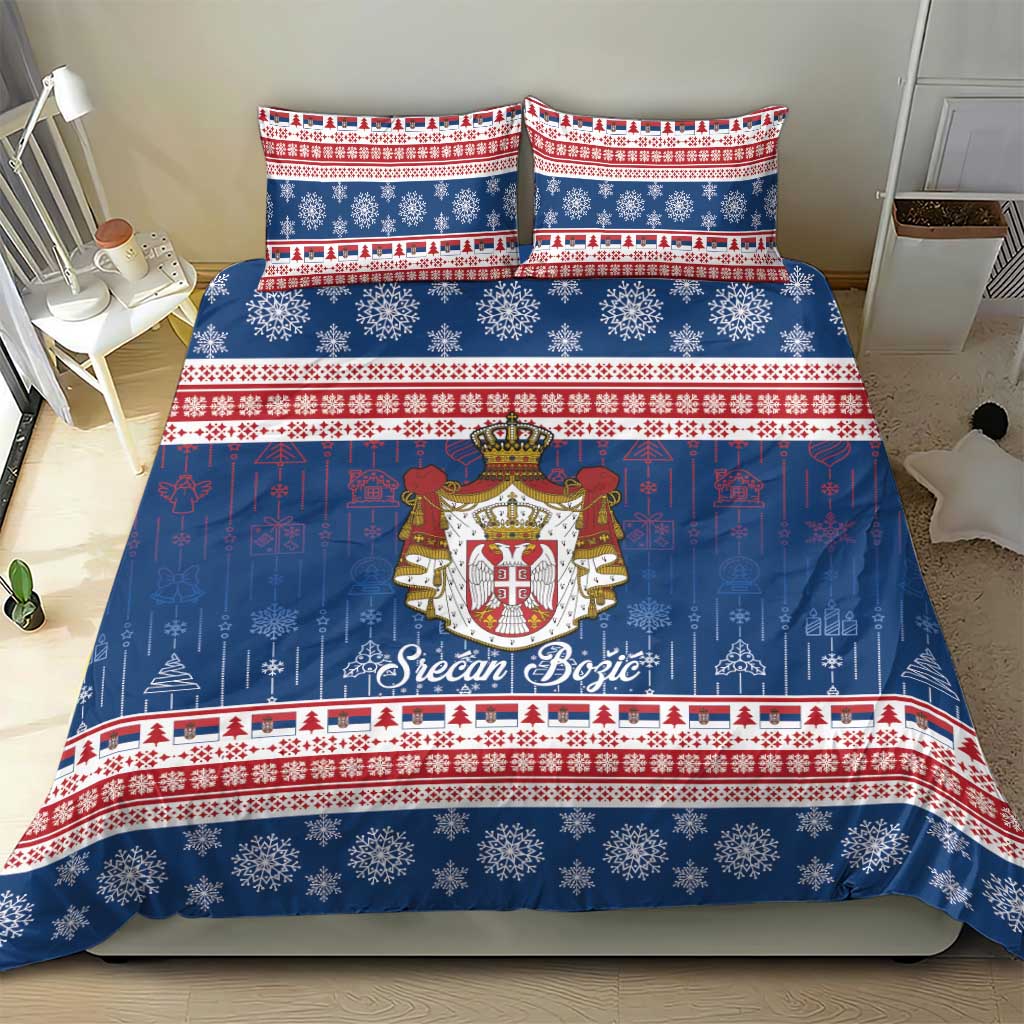 Serbia Christmas Bedding Set Coat Of Arms Srecan Bozic - Wonder Print Shop