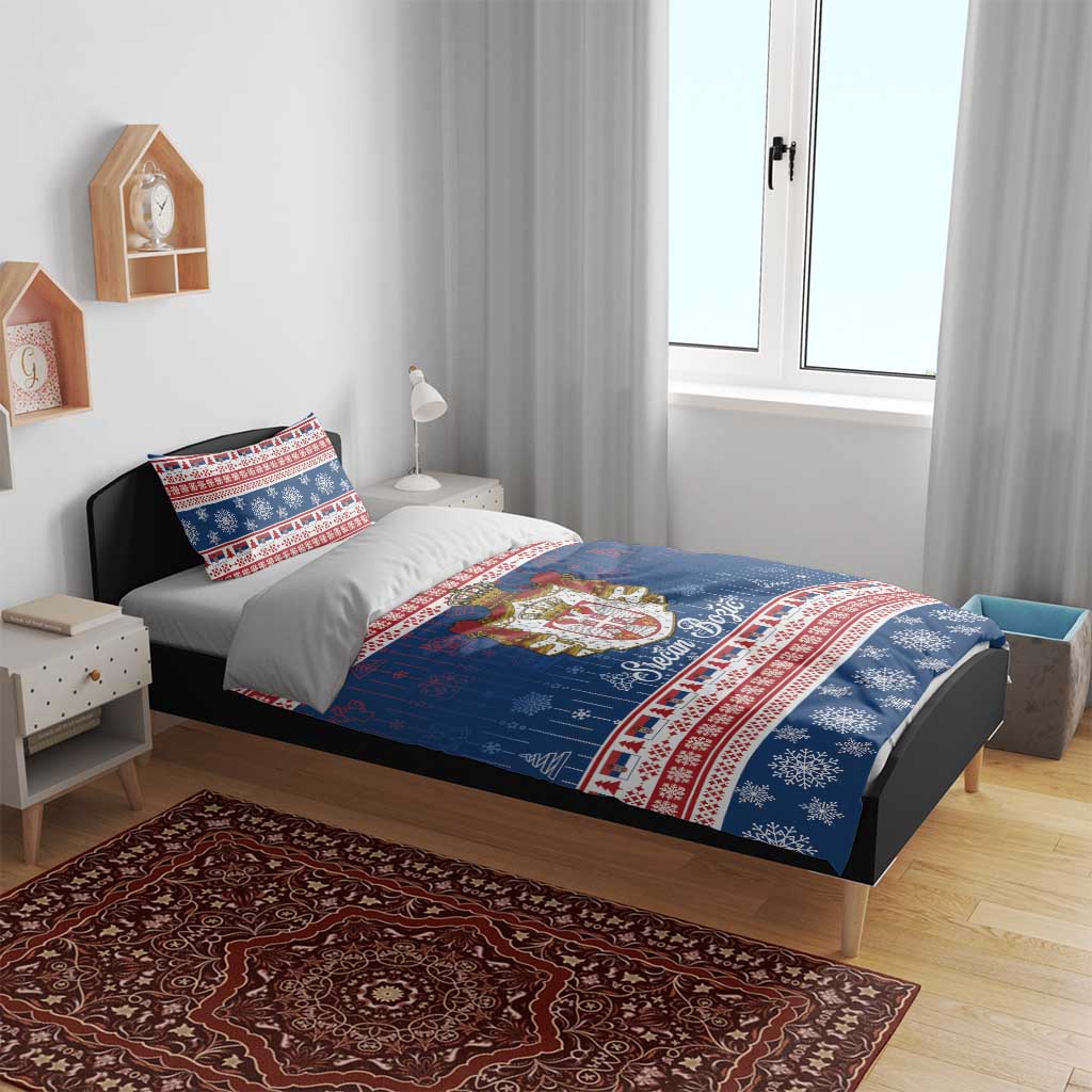 Serbia Christmas Bedding Set Coat Of Arms Srecan Bozic - Wonder Print Shop