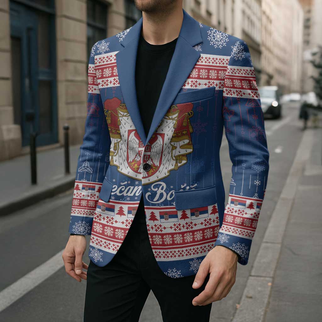Serbia Christmas Blazer Coat Of Arms Srecan Bozic - Wonder Print Shop