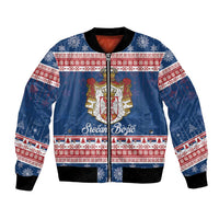 Serbia Christmas Bomber Jacket Coat Of Arms Srecan Bozic - Wonder Print Shop