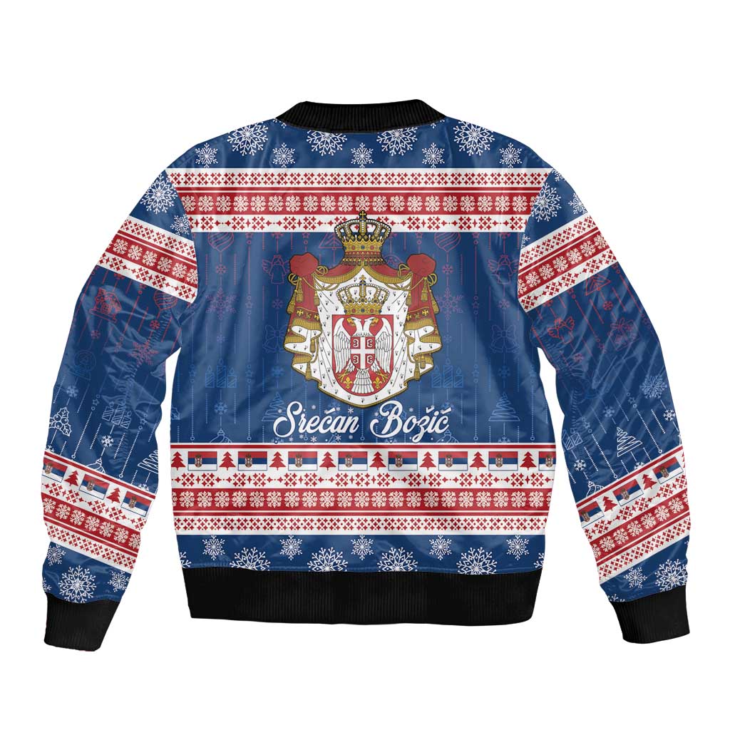 Serbia Christmas Bomber Jacket Coat Of Arms Srecan Bozic - Wonder Print Shop