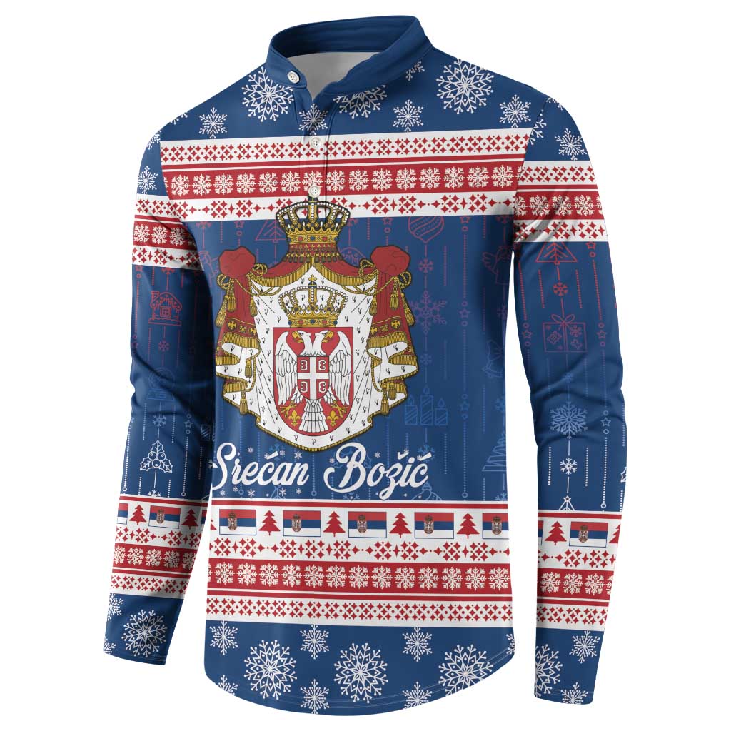 Serbia Christmas Button Sweatshirt Coat Of Arms Srecan Bozic - Wonder Print Shop