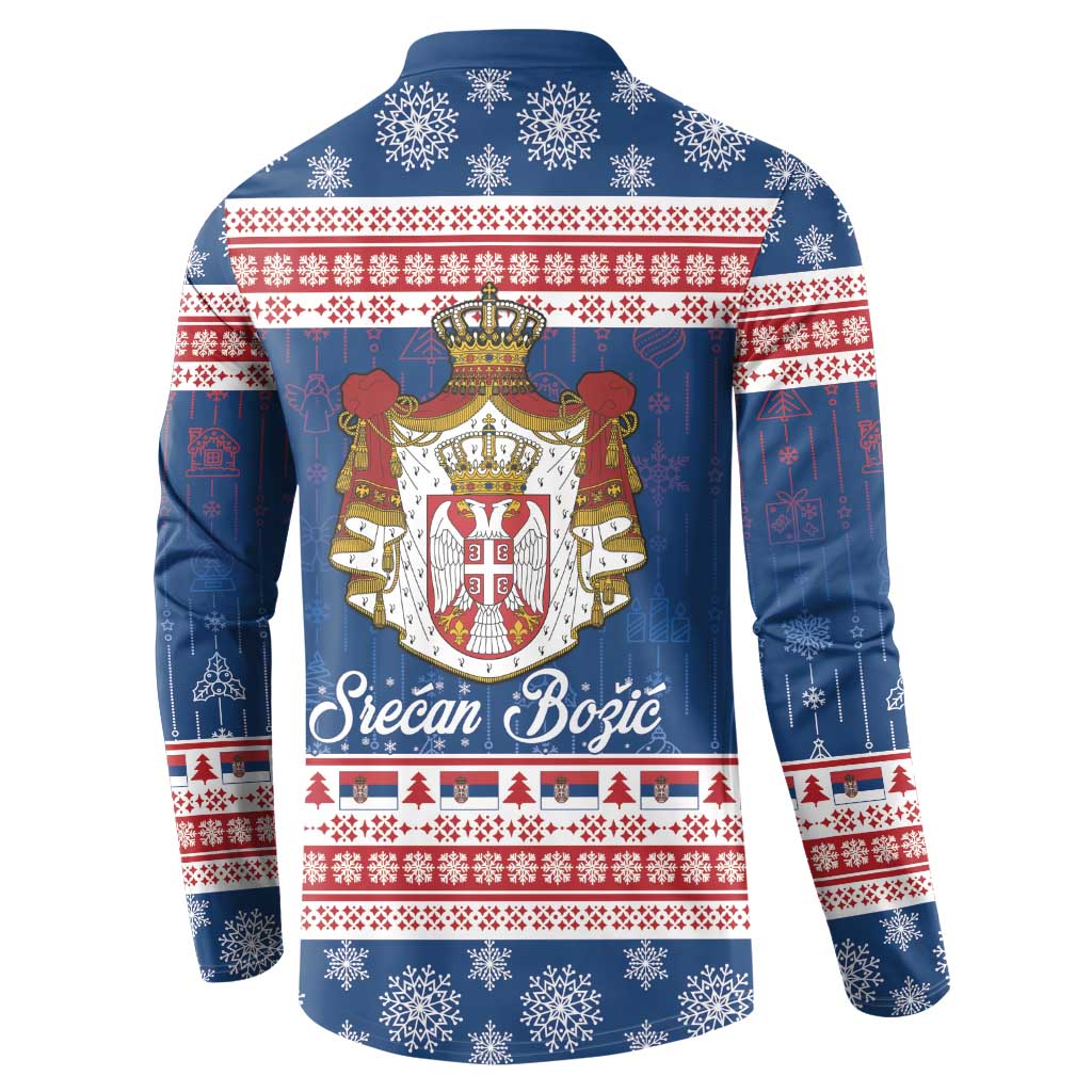 Serbia Christmas Button Sweatshirt Coat Of Arms Srecan Bozic - Wonder Print Shop