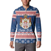 Serbia Christmas Button Sweatshirt Coat Of Arms Srecan Bozic - Wonder Print Shop
