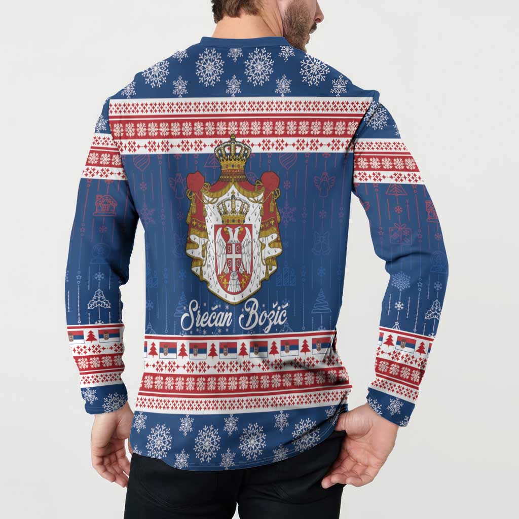 Serbia Christmas Button Sweatshirt Coat Of Arms Srecan Bozic - Wonder Print Shop