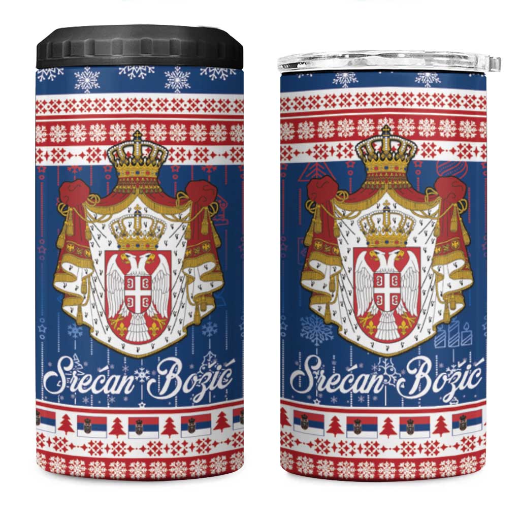Serbia Christmas 4 in 1 Can Cooler Tumbler Coat Of Arms Srecan Bozic - Wonder Print Shop