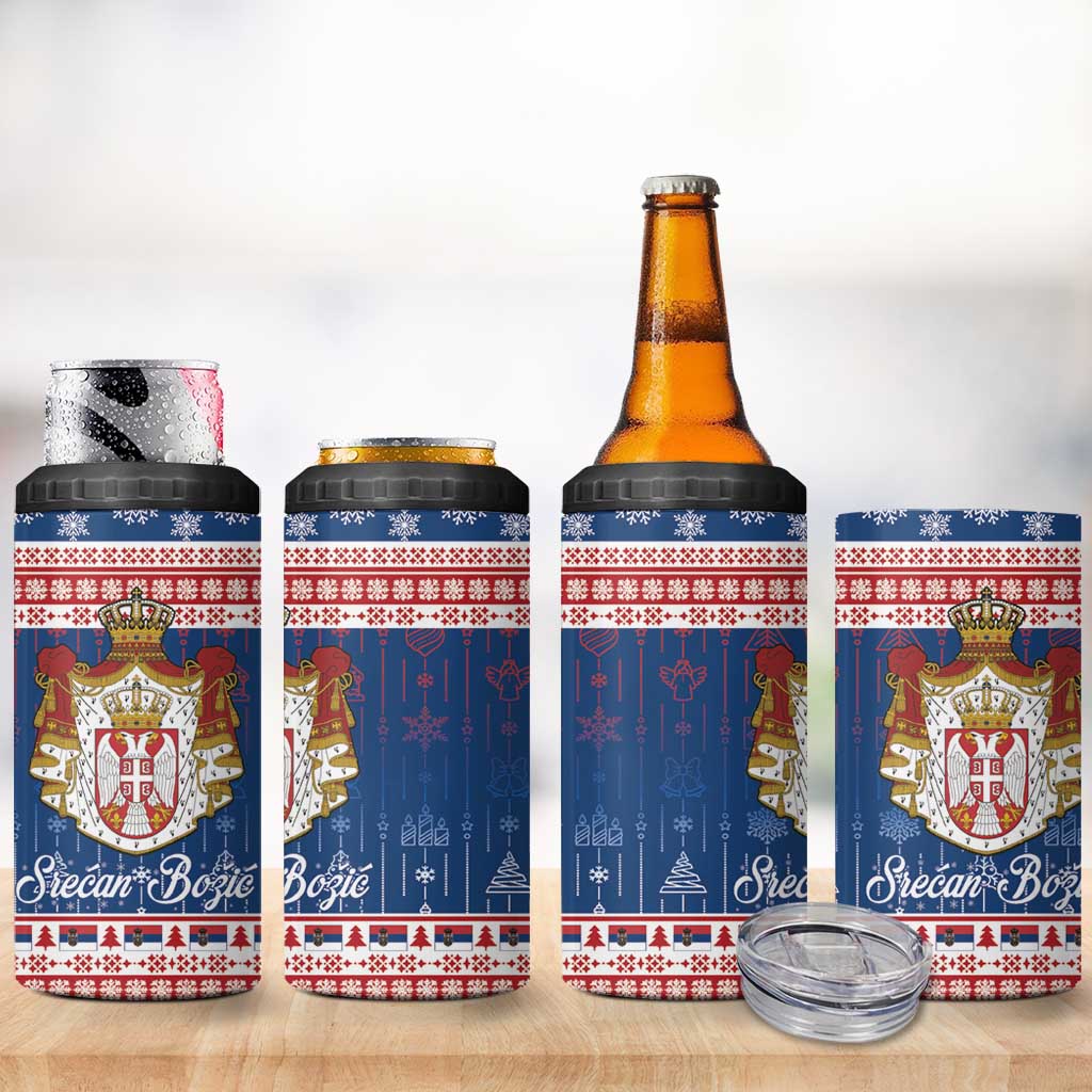 Serbia Christmas 4 in 1 Can Cooler Tumbler Coat Of Arms Srecan Bozic - Wonder Print Shop