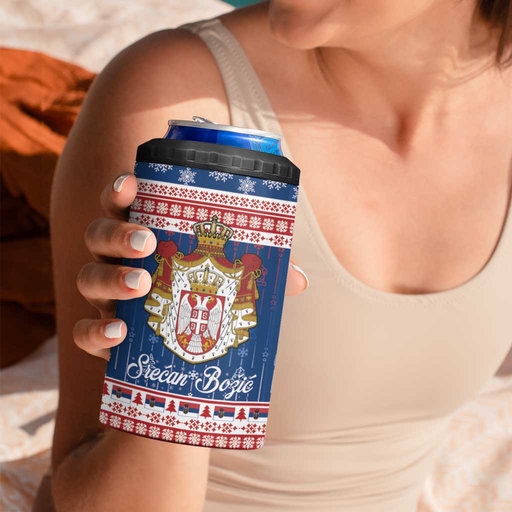 Serbia Christmas 4 in 1 Can Cooler Tumbler Coat Of Arms Srecan Bozic - Wonder Print Shop