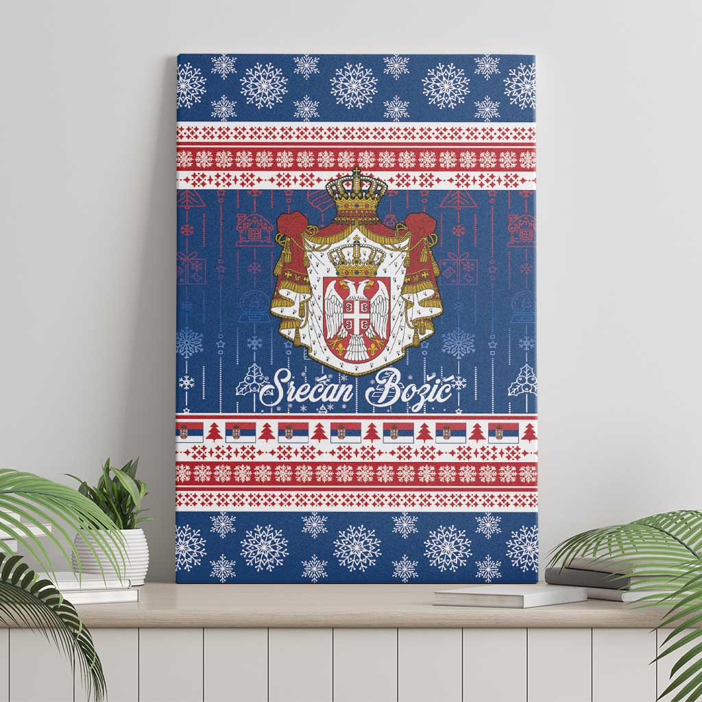 Serbia Christmas Canvas Wall Art Coat Of Arms Srecan Bozic - Wonder Print Shop