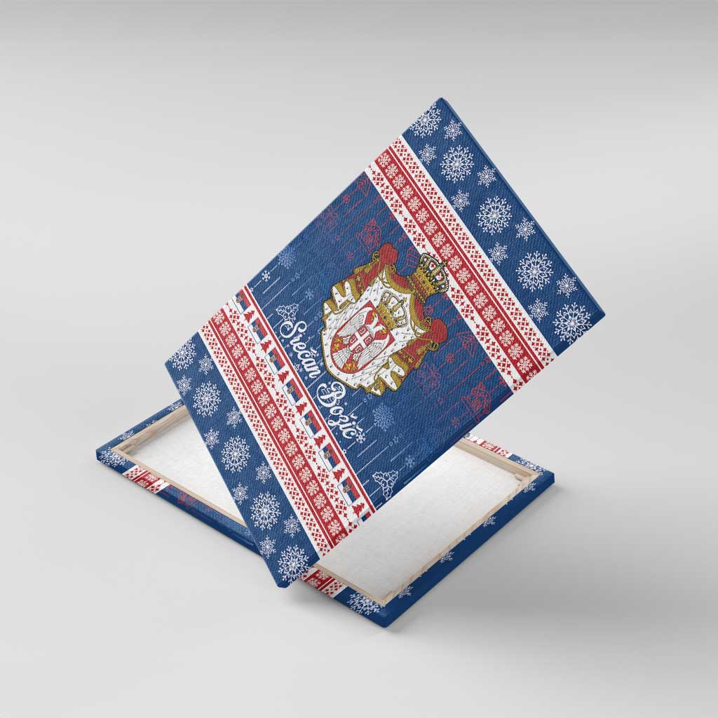 Serbia Christmas Canvas Wall Art Coat Of Arms Srecan Bozic - Wonder Print Shop