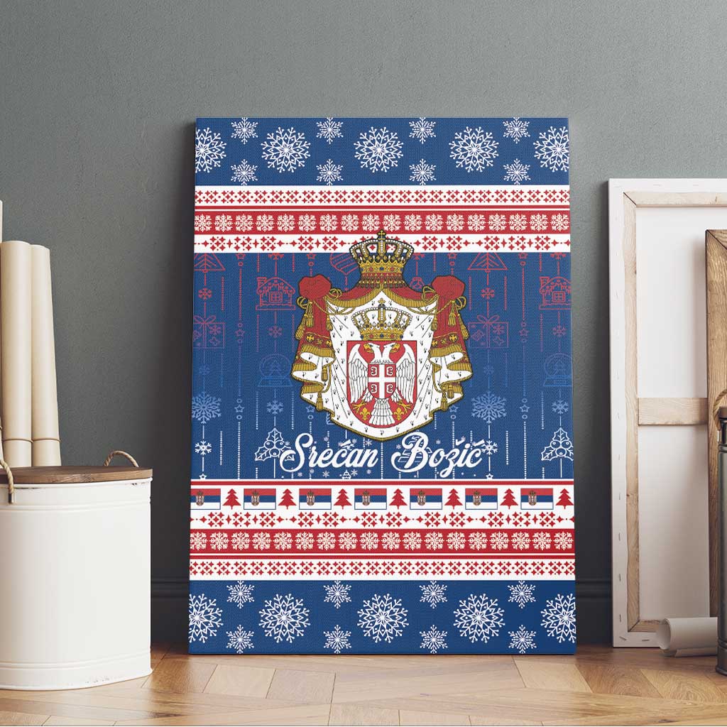 Serbia Christmas Canvas Wall Art Coat Of Arms Srecan Bozic - Wonder Print Shop