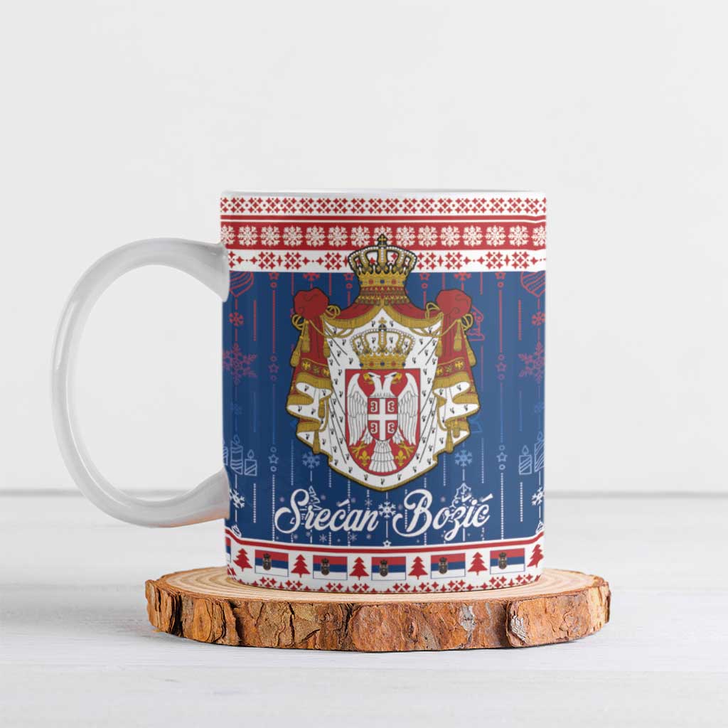 Serbia Christmas Ceramic Mug Coat Of Arms Srecan Bozic - Wonder Print Shop