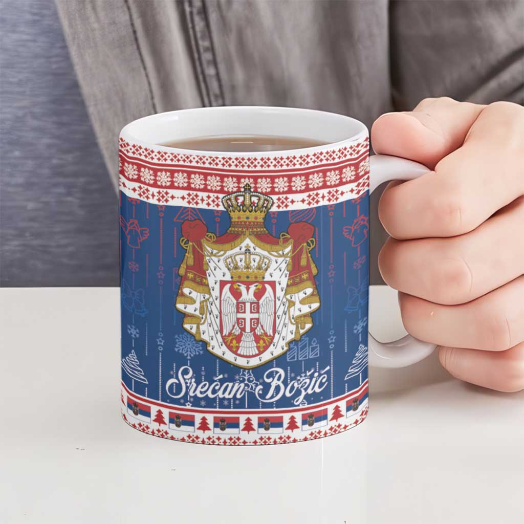 Serbia Christmas Ceramic Mug Coat Of Arms Srecan Bozic - Wonder Print Shop