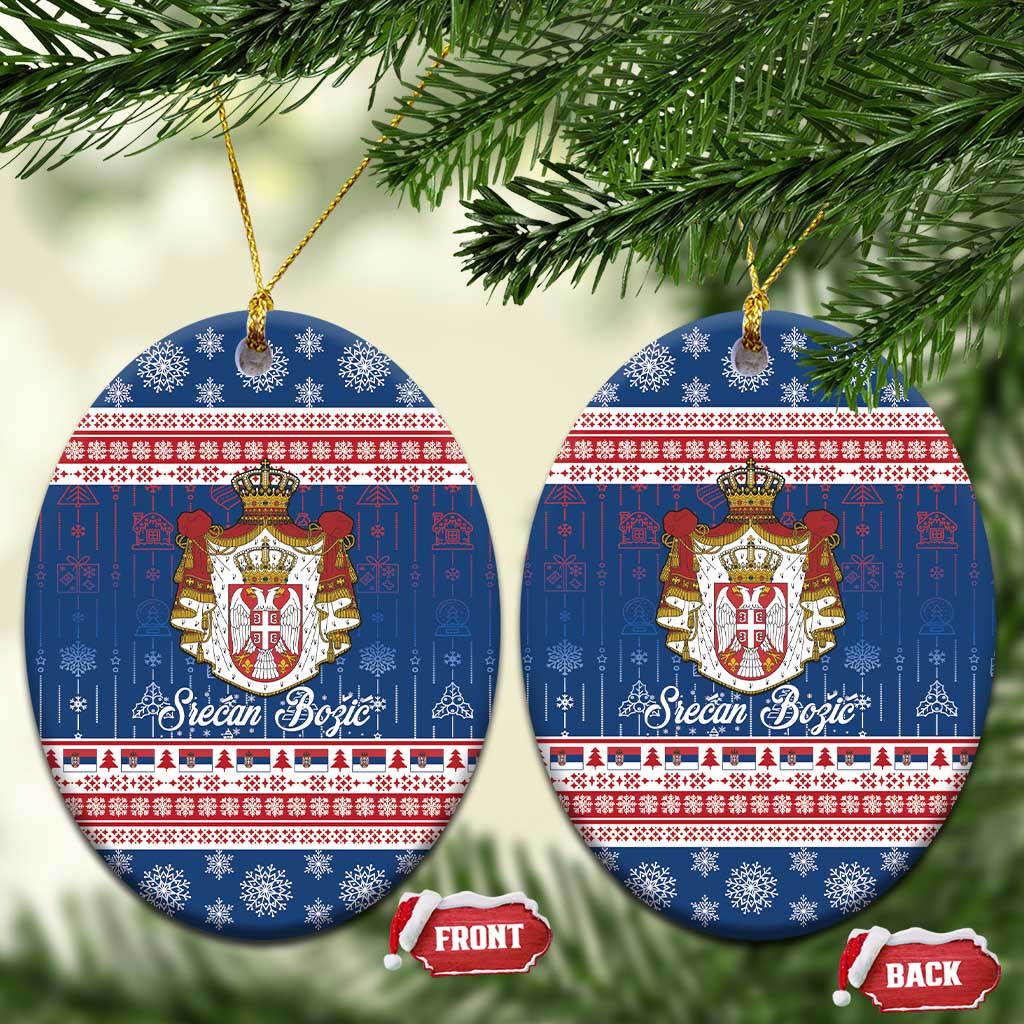 Serbia Christmas Ceramic Ornament Coat Of Arms Srecan Bozic - Wonder Print Shop