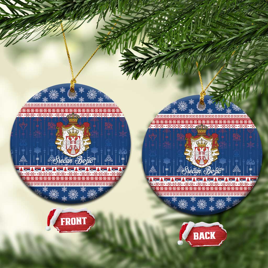 Serbia Christmas Ceramic Ornament Coat Of Arms Srecan Bozic - Wonder Print Shop